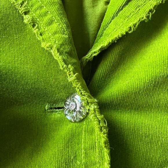 Johnny Was M Green Corduroy Embroidered Jacket Wearable Art Birds Heart - Picture 8 of 15